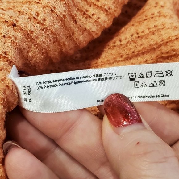 Anthropologie Knit Coral Pink Orange Knit Cardigan Sweater Oversized Open Front - Picture 8 of 8